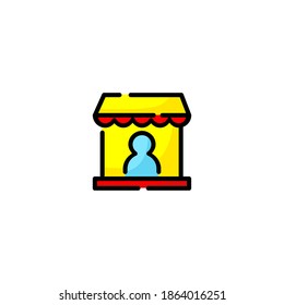 Merchant icon. E-commerce and online shopping icon. Simple, outline, flat, black, color.