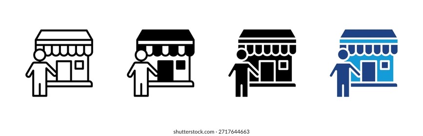 Conjunto de iconos de comerciante colección de estilos múltiples