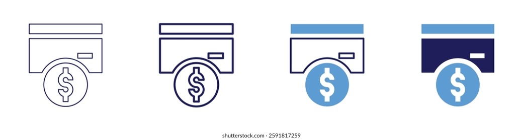 Merchant payment system icon in 4 different styles. Thin Line, Line, Bold Line, Duotone. Duotone style. Editable stroke.