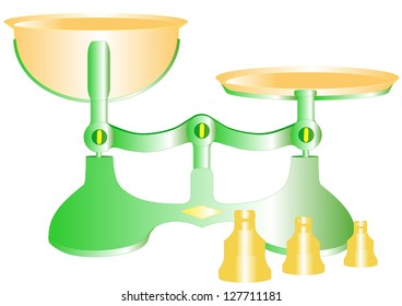 Merchant scales distant past and several pieces required weights