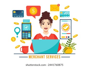 Merchant Service Vector Illustration of Digital Marketing Strategy with People Referral Business and Earn Money Online in Flat Cartoon Background