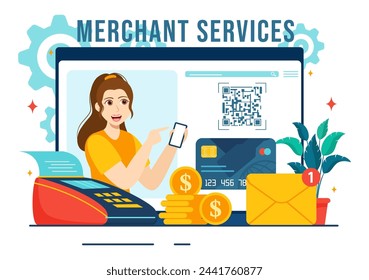 Merchant Service Vector Illustration of Digital Marketing Strategy with People Referral Business and Earn Money Online in Flat Cartoon Background