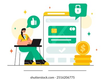 Merchant Services Vector Illustration of a Digital Marketing Strategy with People Referring Businesses and Earning Money Online in a Flat Background