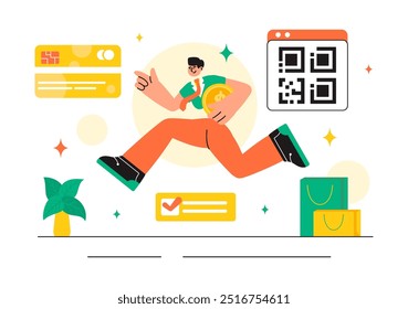 Merchant Services Vector Illustration of a Digital Marketing Strategy with People Referring Businesses and Earning Money Online in a Flat Background