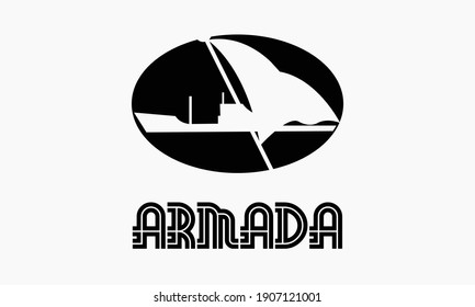 A merchant ship and a red flag