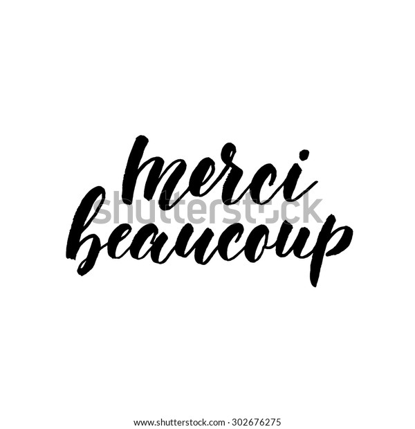 Merci Beaucoup Ink Hand Lettering Modern Stock Vector Royalty Free