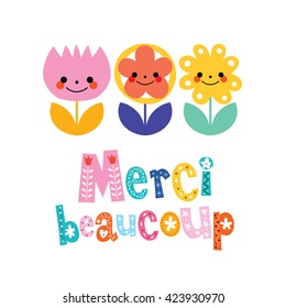 Merci beaucoup thank you very much in French greeting card