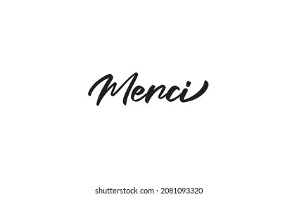 Merci. Beautiful greeting card calligraphy text. Hand drawn modern lettering.