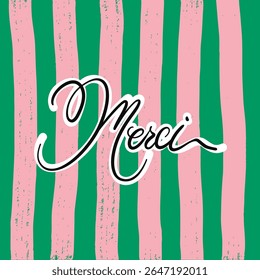 Merci card. Hand drawn positive quote. Modern brush calligraphy. Isolated on white background