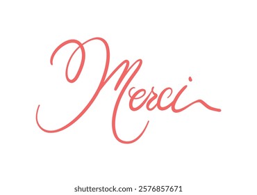 Merci card. Hand drawn thank you quote. Modern brush calligraphy. Isolated on white background