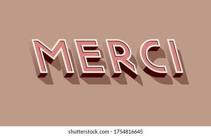 Merci card. Typographic card design. Vector Illustration.