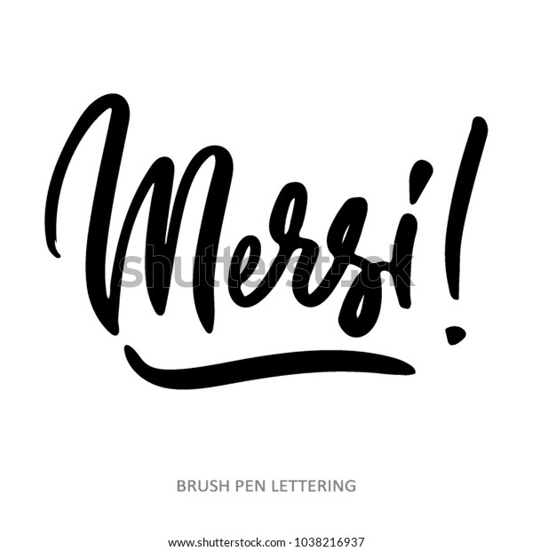 Vektor Stok Merci French Word Meaning Thank You Tanpa Royalti free-letra-coreana-ilustrada-dibujada-a-mano-simple-que-significa