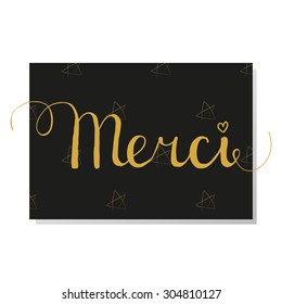 Merci Hand Drawn Calligraphic Word Created Stock Vector (Royalty Free ...