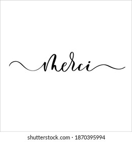 Merci Hand Lettering Inscription Label Sticker.