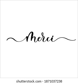 Merci hand lettering inscription label sticker.