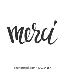 Merci lettering design. Vector illustration.