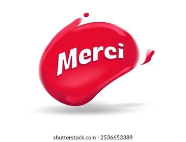 Merci. quote in French Translated Thank you. with red bubble. Hand Lettering for banner, header, card, poster, flyer