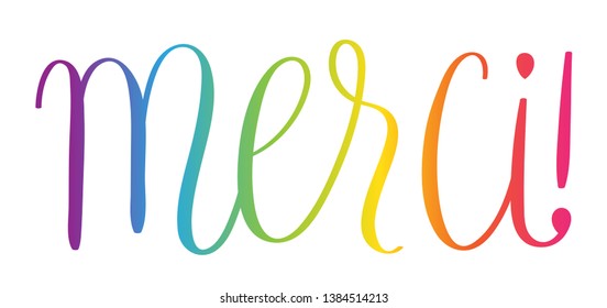 MERCI! rainbow brush calligraphy banner