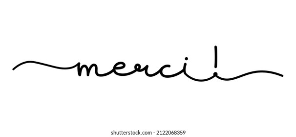 Merci Text Vector Brush Calligraphy Banner. Modern Typography Script, Asking For Silence