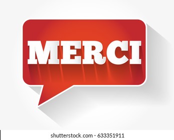 Merci (Thank You in French) Modern Design Speech Bubble background for education or thanksgiving day