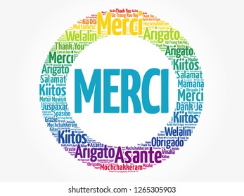 Merci (Thank You in French) word cloud in different languages, concept background