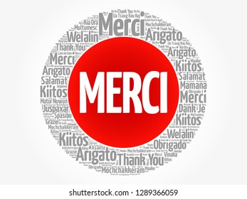 Merci (Thank You in French) word cloud in different languages, concept background