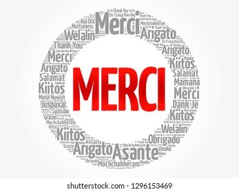 Merci (Thank You in French) word cloud in different languages