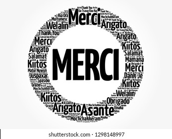 Merci (Thank You in French) word cloud in different languages