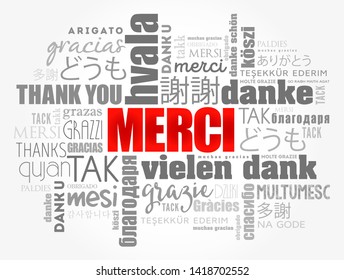 Merci (Thank You in French) word cloud in different languages