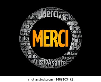 Merci (Thank You in French) word cloud in different languages