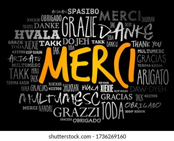 Gracias en francés por el fondo de Word Cloud en diferentes idiomas