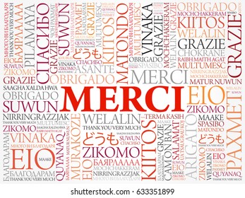 Merci (Thank You in French) Word Cloud background, all languages, multilingual for education or thanksgiving day