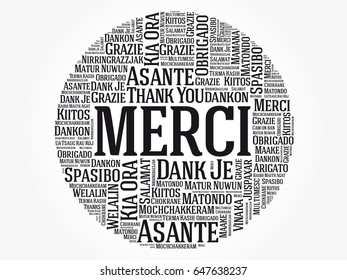 Merci (Thank You in French) Word Cloud background, all languages, multilingual for education or thanksgiving day