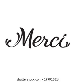 Merci (Thank you) - handwritten word for cards