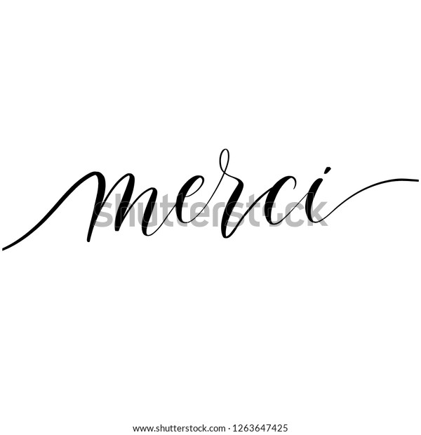 Merci Vector Handwritten Lettering Hand Drawn Stock Vector (Royalty ...