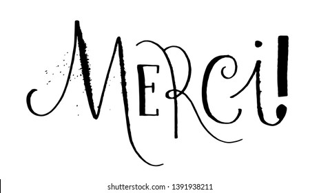 Merci Vector Ruling Pen Calligraphy Means Stock Vector (Royalty Free ...