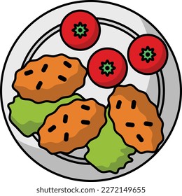 Mercimek Koftesi Concept, Turkish Lentil Balls vector outline color icon design, Asian Cuisine symbol, Famous Dish Sign, Street Food stock illustration