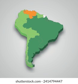 Mercosur-Standort in Südamerika 3d-isometrische Karte