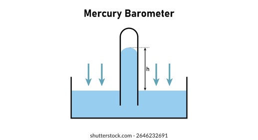 Mercury Barometer Diagram in Physics.