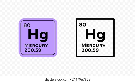 Mercury, chemical element of the periodic table vector design