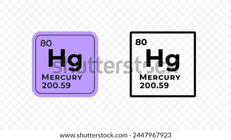 Mercury, chemical element of the periodic table vector design