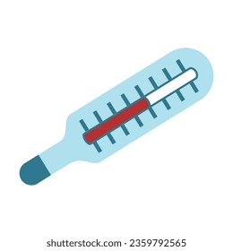 Mercury glass thermometer vector. Tool for measuring body temperature. Multicolored flat vector icon representing medicine items concept isolated on white background
