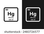 Mercury, Hg, chemical periodic element icon. The chemical element of the periodic table. Sign with atomic number. Mercury element