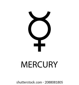 Mercury icon. Planet symbol. Vector black sign on white. Astrological calendar. Jyotisha. Hinduism, Indian or Vedic astrology horoscope