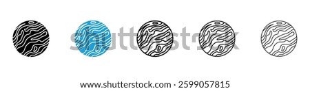 Mercury icons vector illustrations in black and blue colors for web and ui designs