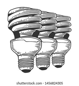 Mercury light bulb. Vector concept in doodle and sketch style. Hand drawn illustration for printing on T-shirts, postcards. Icon and logo idea.
