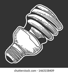 Mercury light bulb. Vector concept in doodle and sketch style. Hand drawn illustration for printing on T-shirts, postcards. Icon and logo idea.