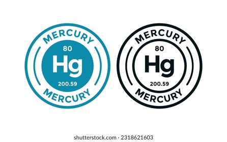 MERCURY logo badge design. this is chemical element of periodic table symbol. Suitable for business, technology, molecule, atomic symbol 