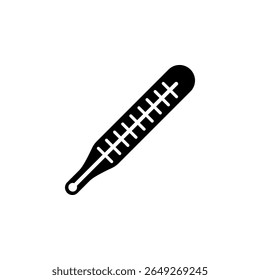 Termômetro médico de mercúrio, medição de temperatura Ícone de vetor plano sólido isolado no fundo branco.