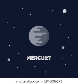 Mercury on space background. star and planets on galaxy background. Flat style vector illustration